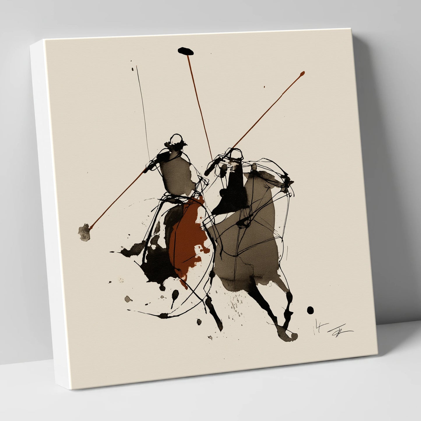 The Ride-Off polo horse canvas wall art