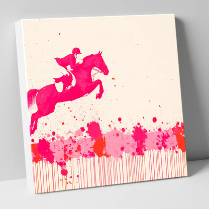 Magenta Flight show jumping horse canvas wall art