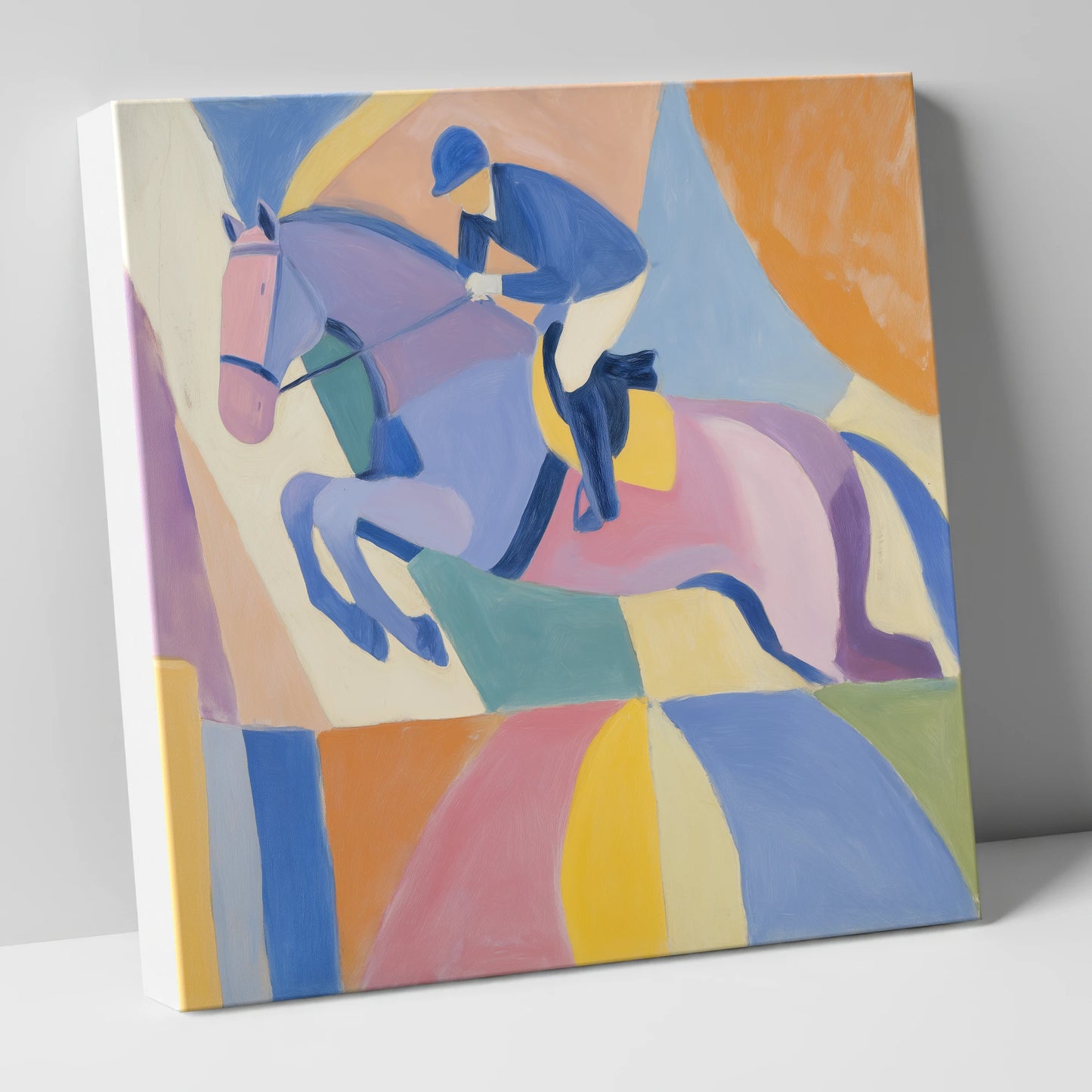 Geometric Flight show jumping horse canvas wall art