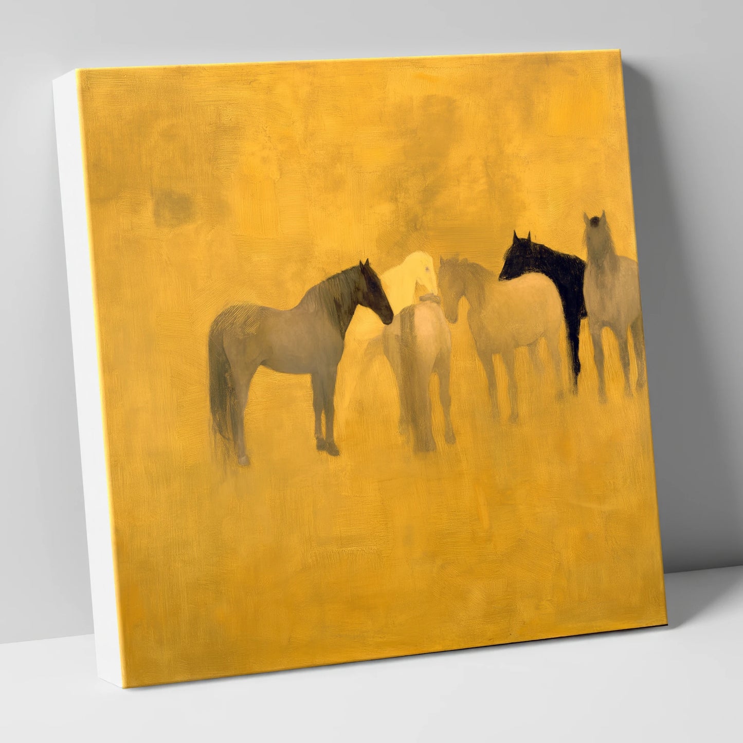 Sunlit Gathering wild horses canvas wall art