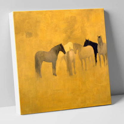 Sunlit Gathering wild horses canvas wall art