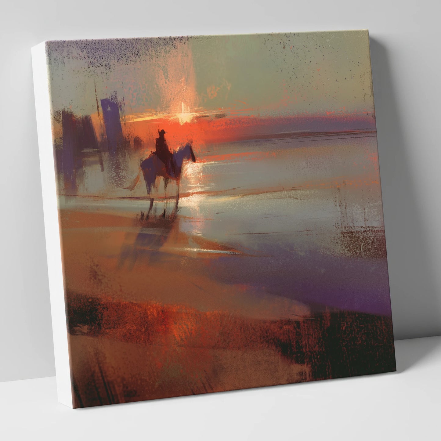 Crimson Horizon Ride horse landscape canvas wall art