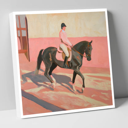 Dusty Pink Shadows dressage horse canvas wall art