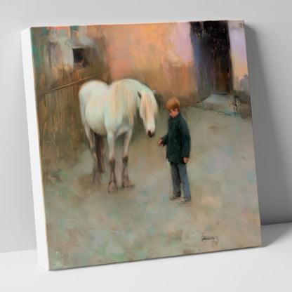A Quiet Understanding horse & rider canvas wall art