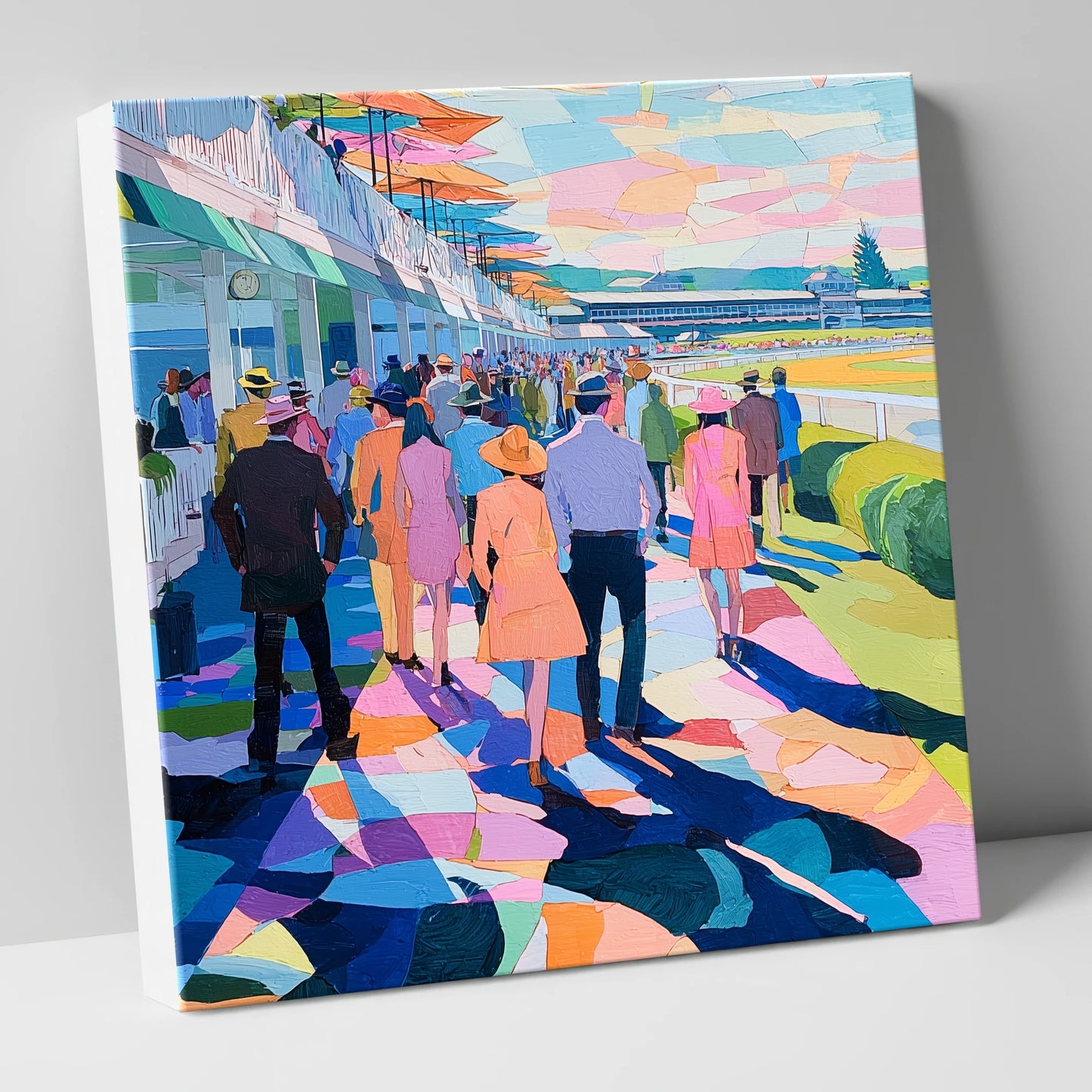 Vibrant Grandstand Parade racing horse canvas wall art