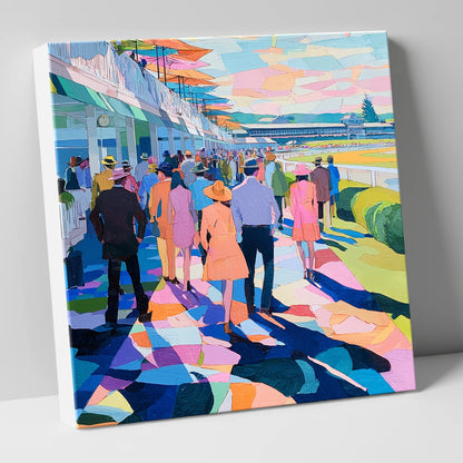 Vibrant Grandstand Parade racing horse canvas wall art