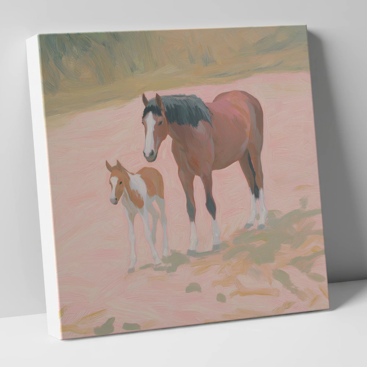 The Gentle Bond mare & foal canvas wall art