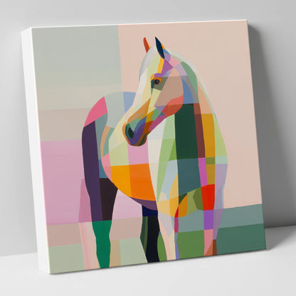 Vivid Equine Mosaic horse breed canvas wall art