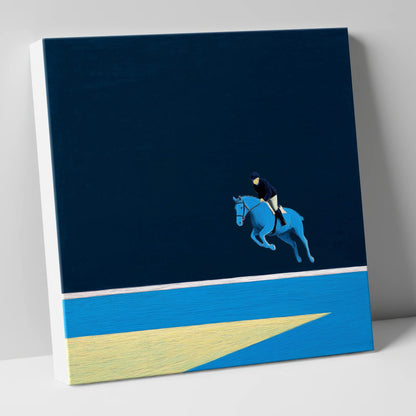 Midnight Blue Suspension show jumping horse canvas wall art