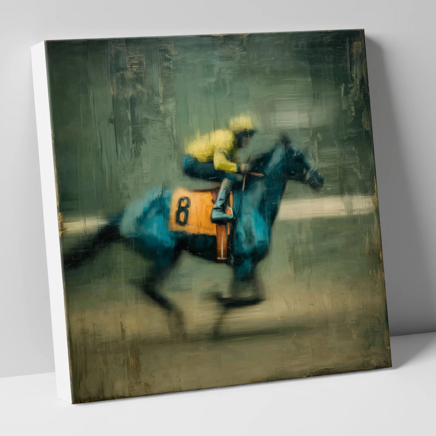 Number Eight at Speed racing horse canvas wall art