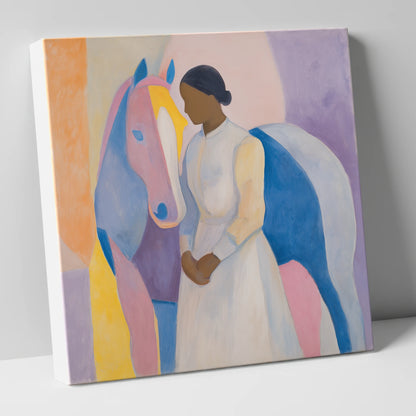 Abstract Equine Harmony horse & rider canvas wall art