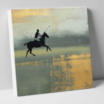 Gilded Chukka polo horse canvas wall art