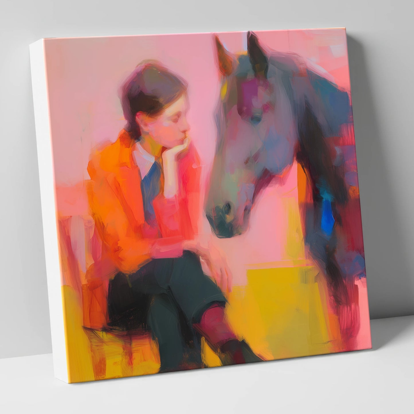Vivid Connection horse & rider canvas wall art