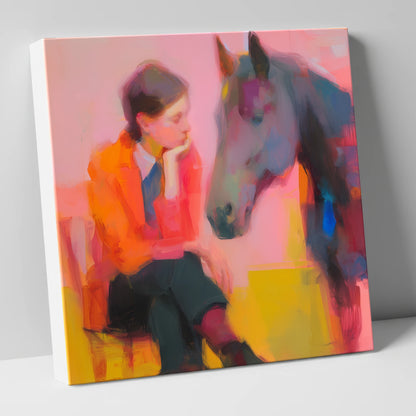 Vivid Connection horse & rider canvas wall art