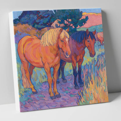 Sunset Pasture Companions horse landscape canvas wall art