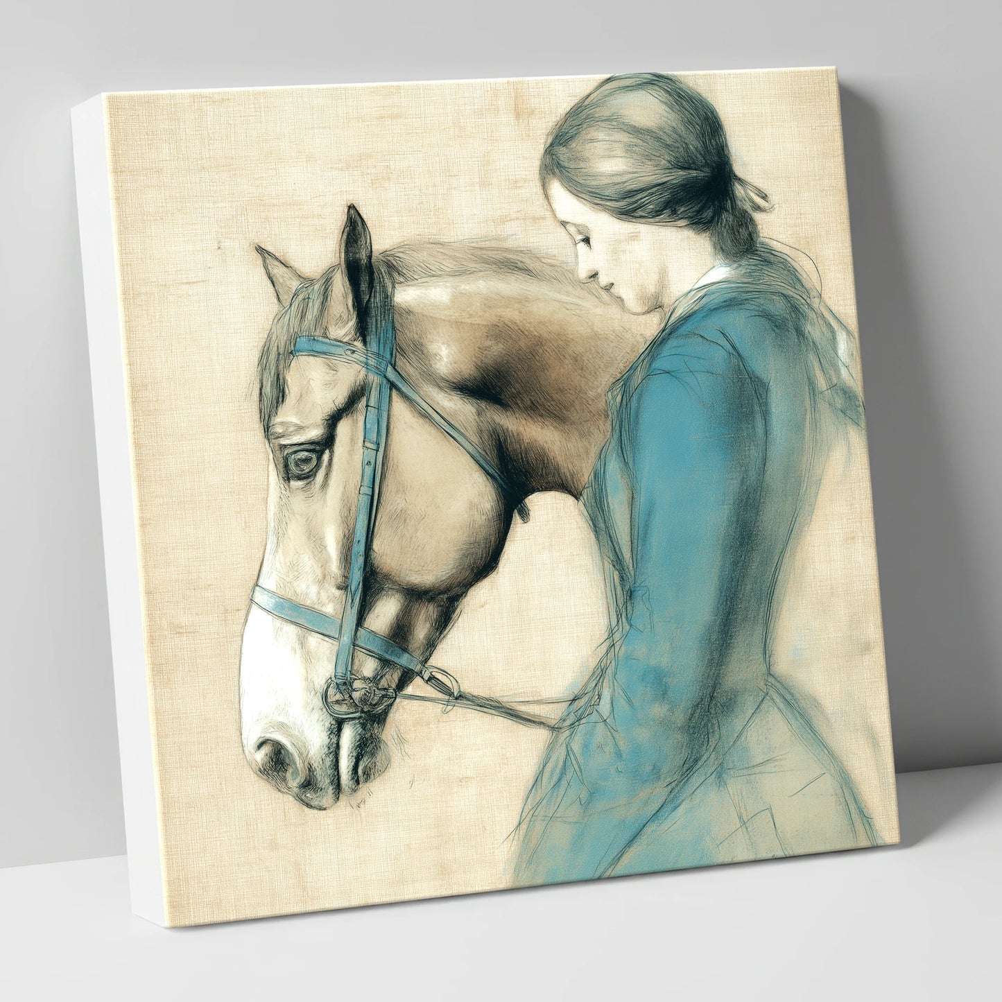 The Silent Bond horse & rider canvas wall art