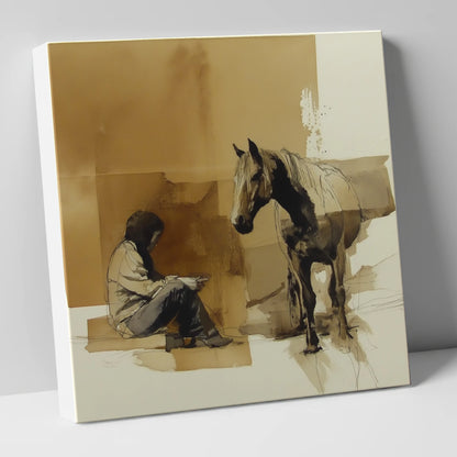 Shared Silence horse & rider canvas wall art