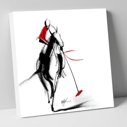 The Crimson Chukka polo horse canvas wall art