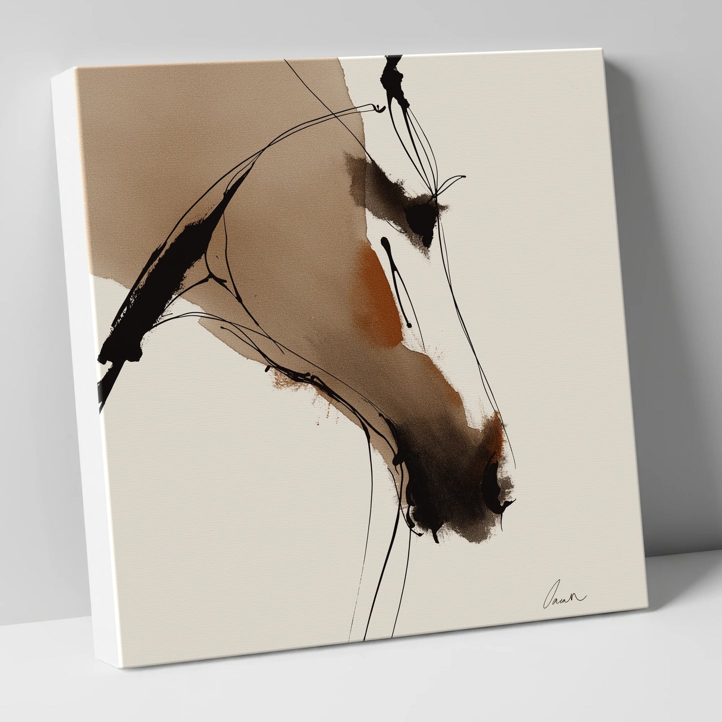 Abstract Sepia Profile horse portrait canvas wall art