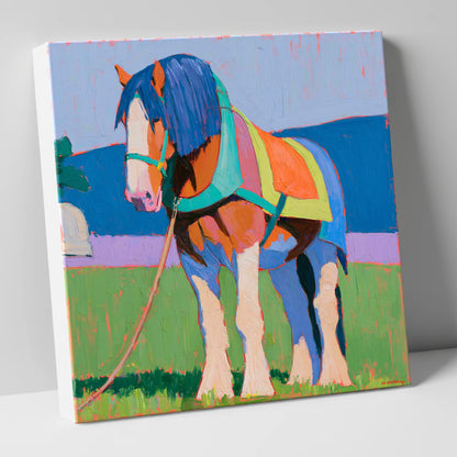 Colourful Heavy Horse In Harness horse breed canvas wall art