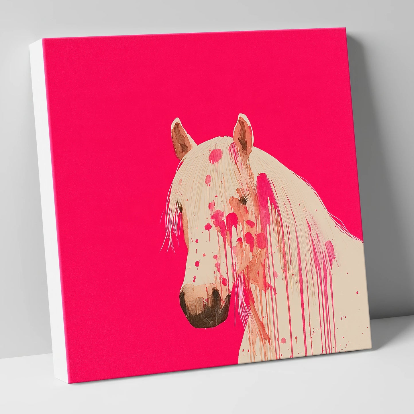 Modern Magenta Equine horse portrait canvas wall art