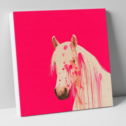Modern Magenta Equine horse portrait canvas wall art