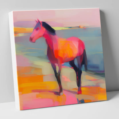 Vivid Shoreline Sentinel horse landscape canvas wall art