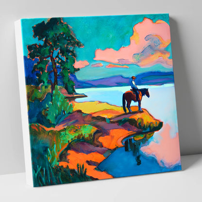 The Violet Shoreline beach horse canvas wall art
