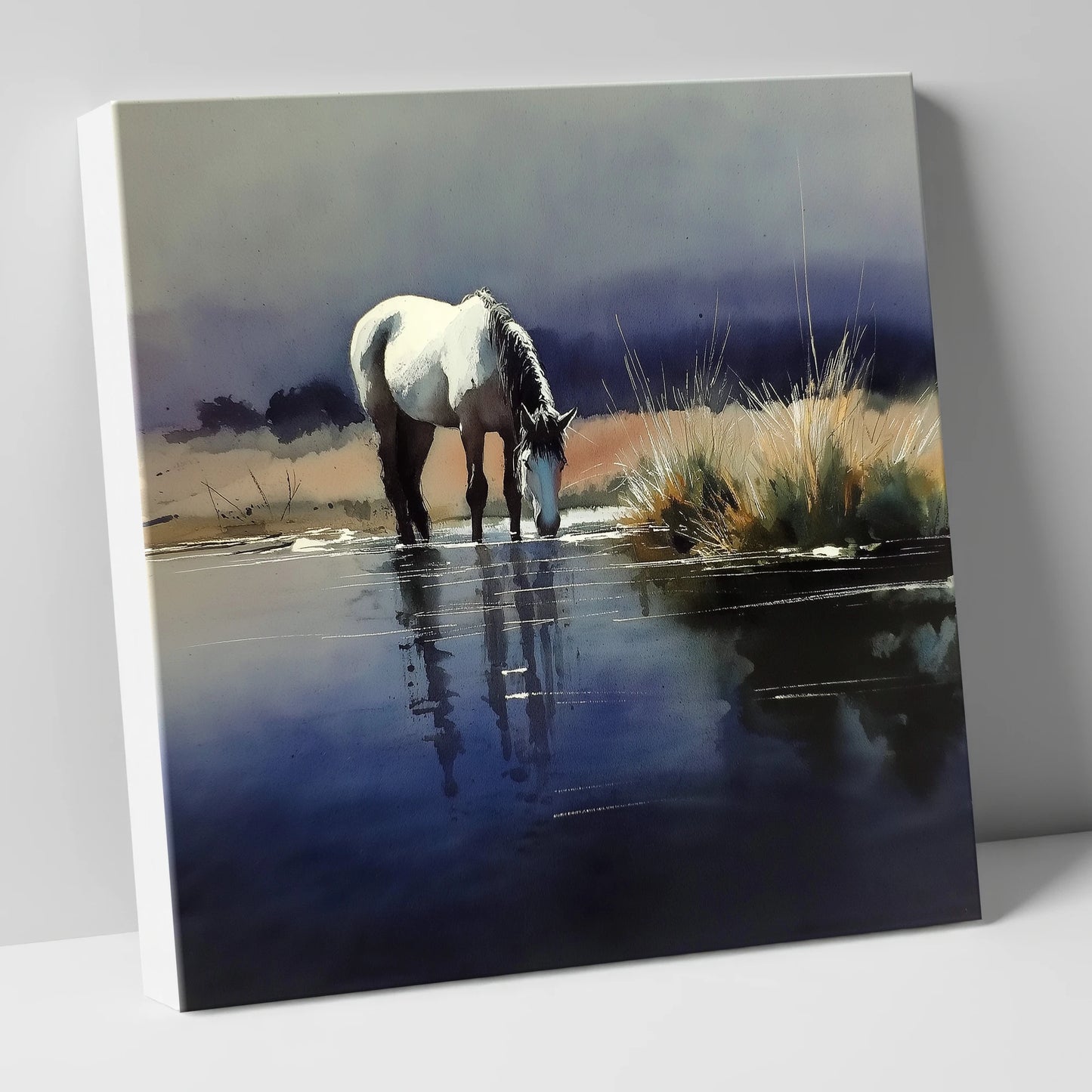Indigo Reflections horse landscape canvas wall art