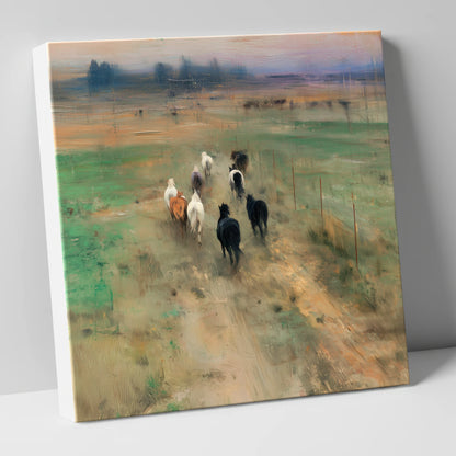 Heading for the Horizon wild horses canvas wall art