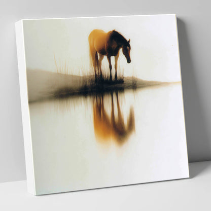 Amber Mist Reflection horse landscape canvas wall art