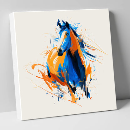 Cobalt and Amber Spirit horse portrait canvas wall art