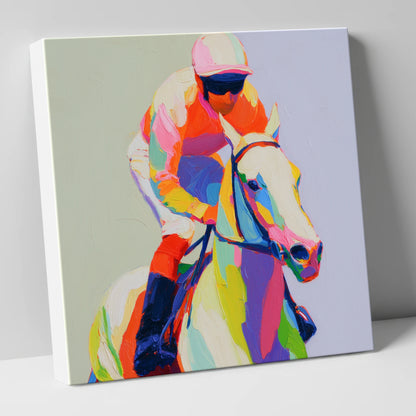 Prismatic Speed racing horse canvas wall art