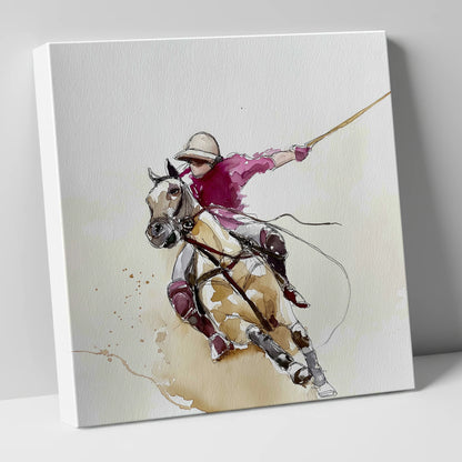 The Decisive Swing polo horse canvas wall art