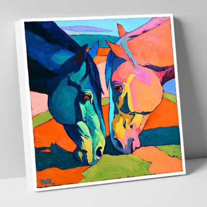 Vibrant Companions horse portrait canvas wall art