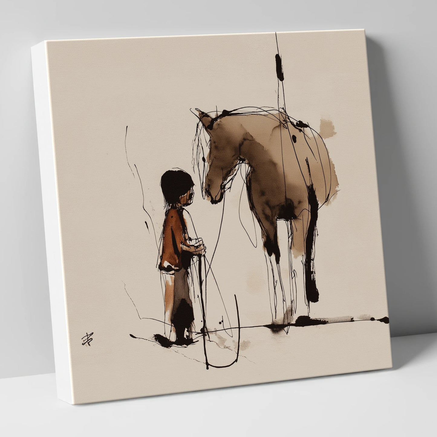 The Silent Bond horse & rider canvas wall art