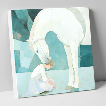 The Gentle Guardian horse & rider canvas wall art