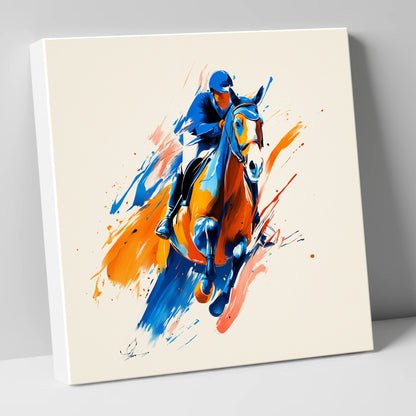 Airborne Energy show jumping horse canvas wall art