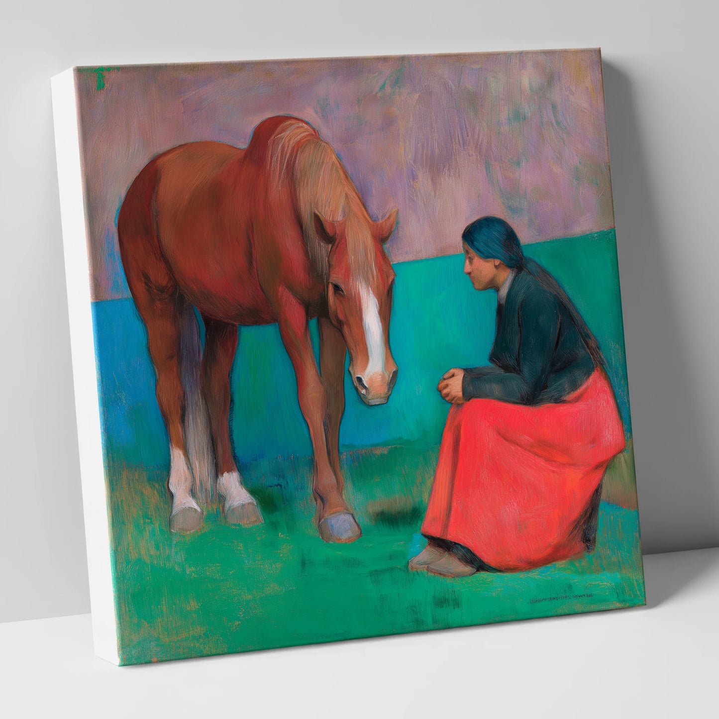 The Silent Dialogue horse & rider canvas wall art