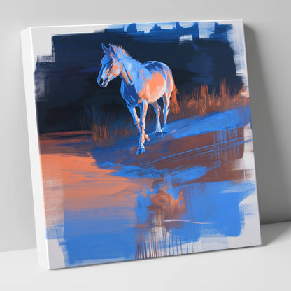 Cobalt Dawn Crossing horse landscape canvas wall art