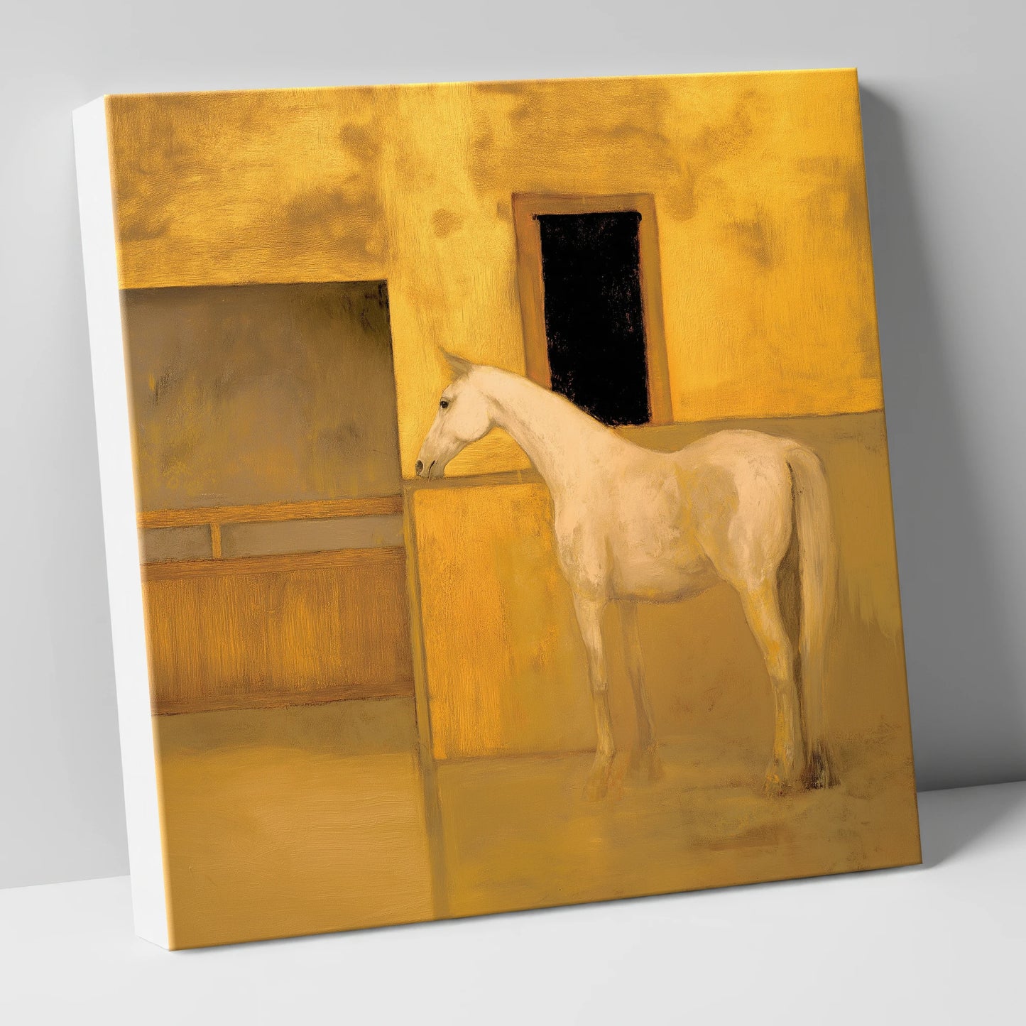Ochre and Cream horse stable canvas wall art
