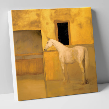 Ochre and Cream horse stable canvas wall art