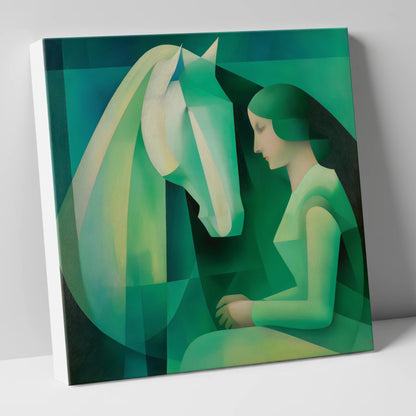 The Emerald Bond horse & rider canvas wall art