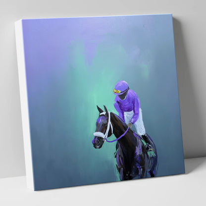 Quiet at the Post racing horse canvas wall art