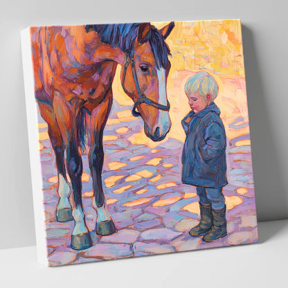 The Gentle Encounter horse & rider canvas wall art
