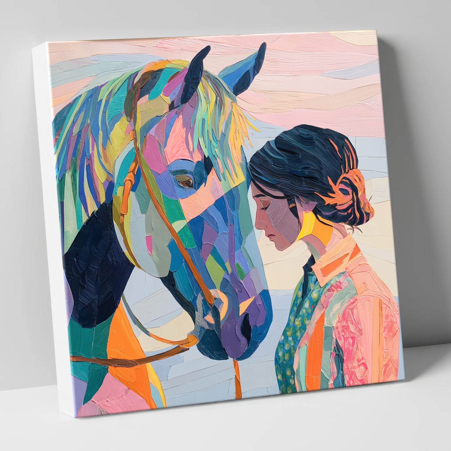 Vibrant Harmony horse & rider canvas wall art