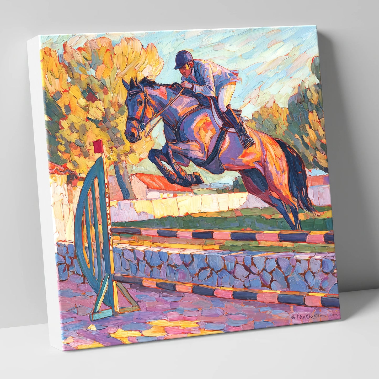 Sunset Flight show jumping horse canvas wall art