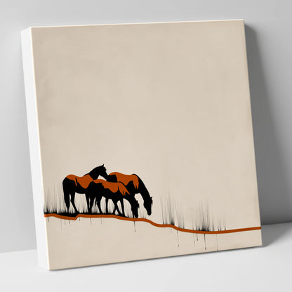 Copper and Ink Herd wild horses canvas wall art