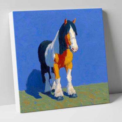 Sunlit Coloured Cob horse breed canvas wall art