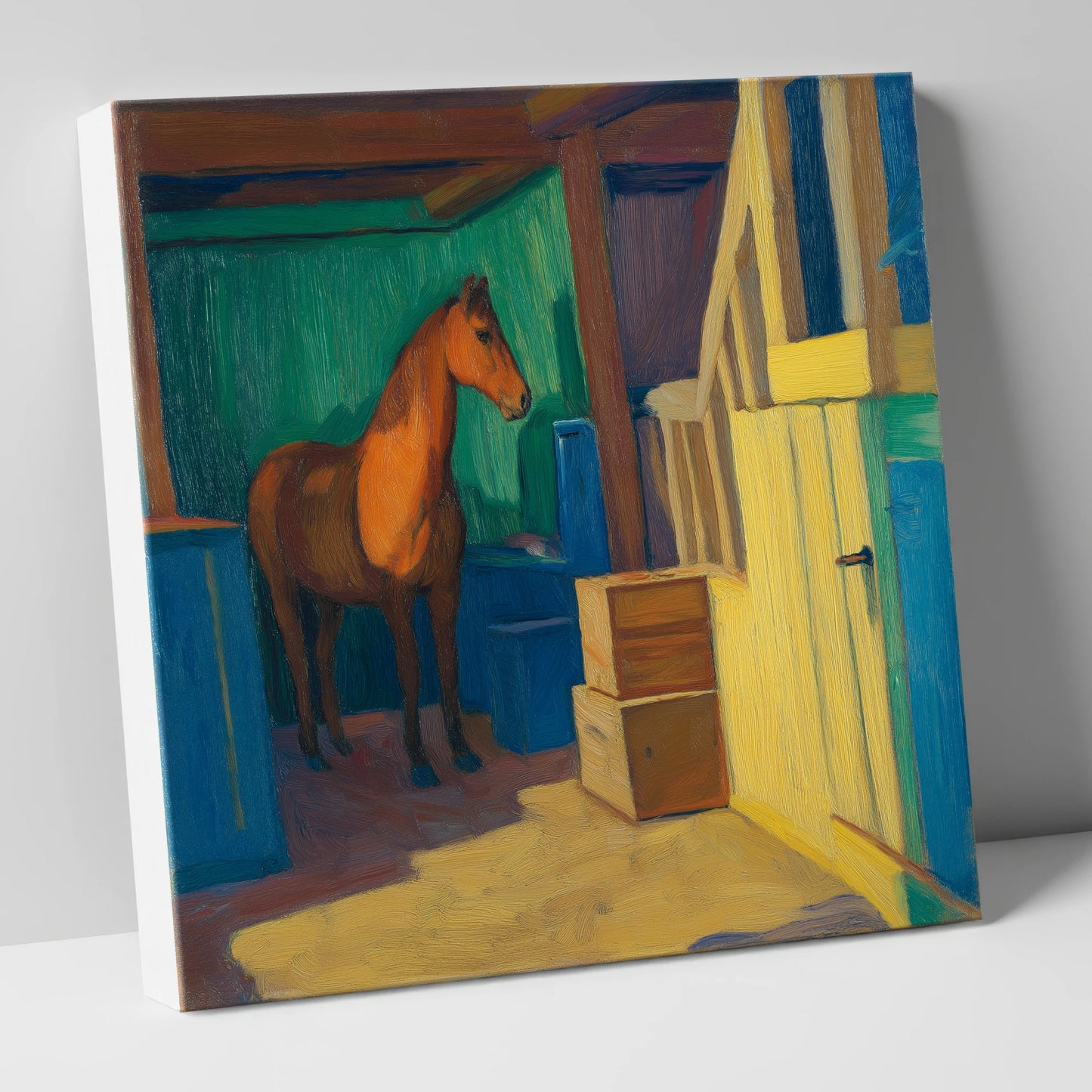 Vibrant Stable Light horse stable canvas wall art